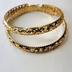Gold FIligree Hoop Earrings
